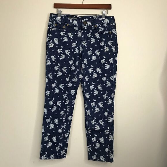 J. crew 28 Cropped matchstick jean indigo floral - Picture 4 of 8